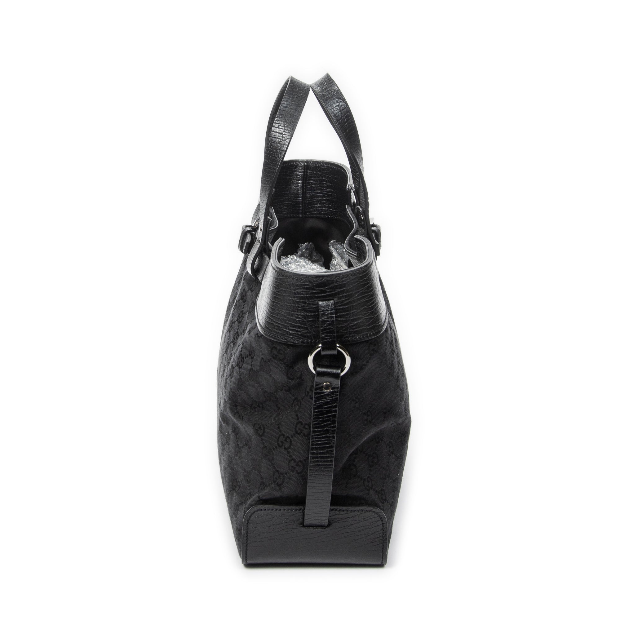 Shoulder Bag Horizontal Belt Tote Black Monogrammed Canvas
