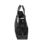 Shoulder Bag Horizontal Belt Tote Black Monogrammed Canvas