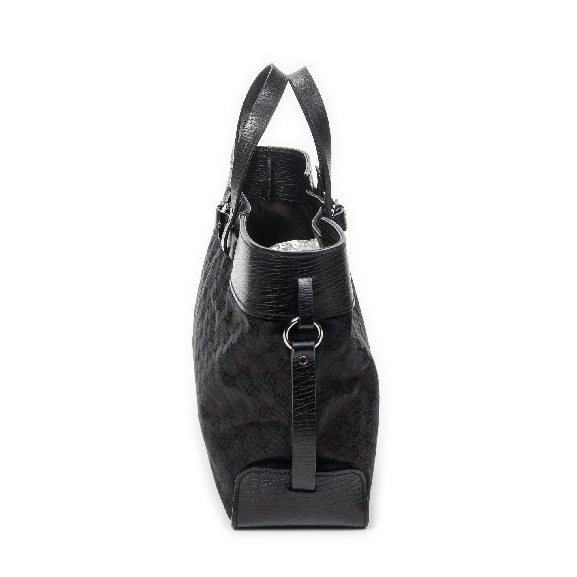 Shoulder Bag Horizontal Belt Tote Black Monogrammed Canvas
