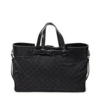 Shoulder Bag Horizontal Belt Tote Black Monogrammed Canvas