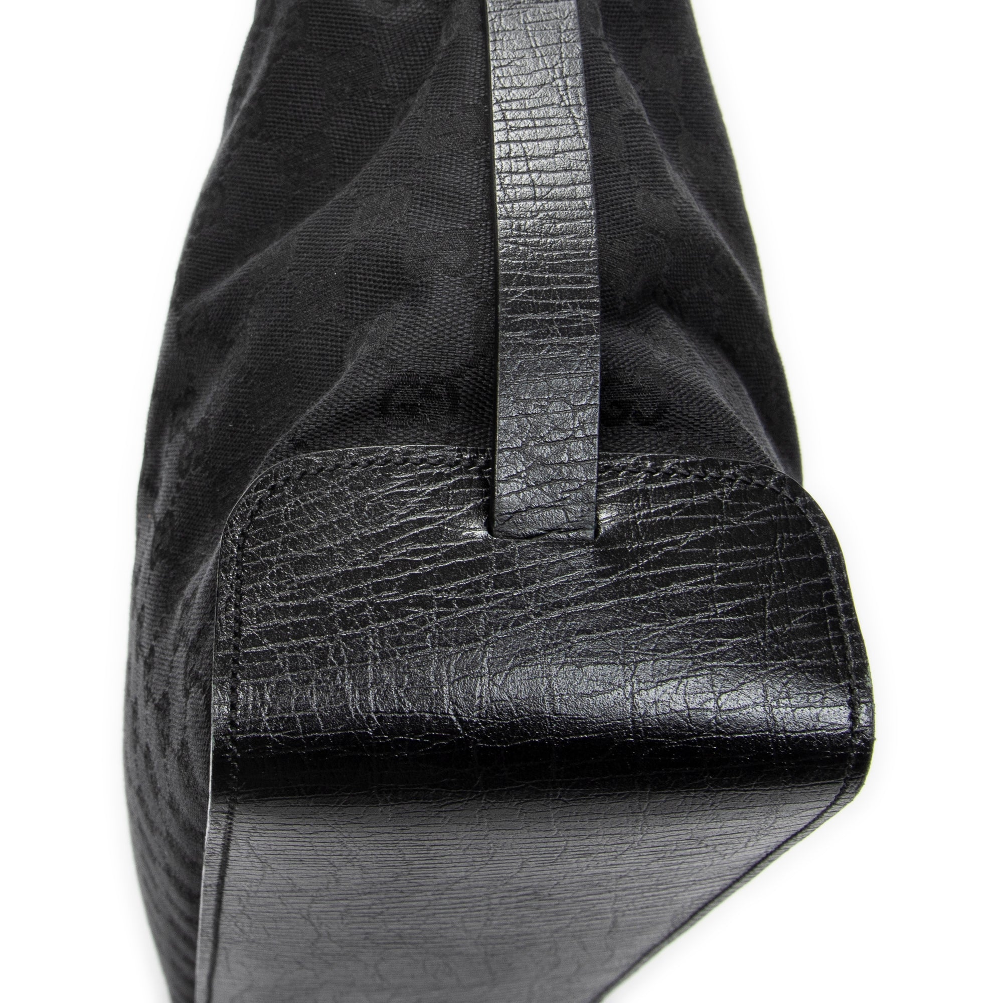 Shoulder Bag Horizontal Belt Tote Black Monogrammed Canvas