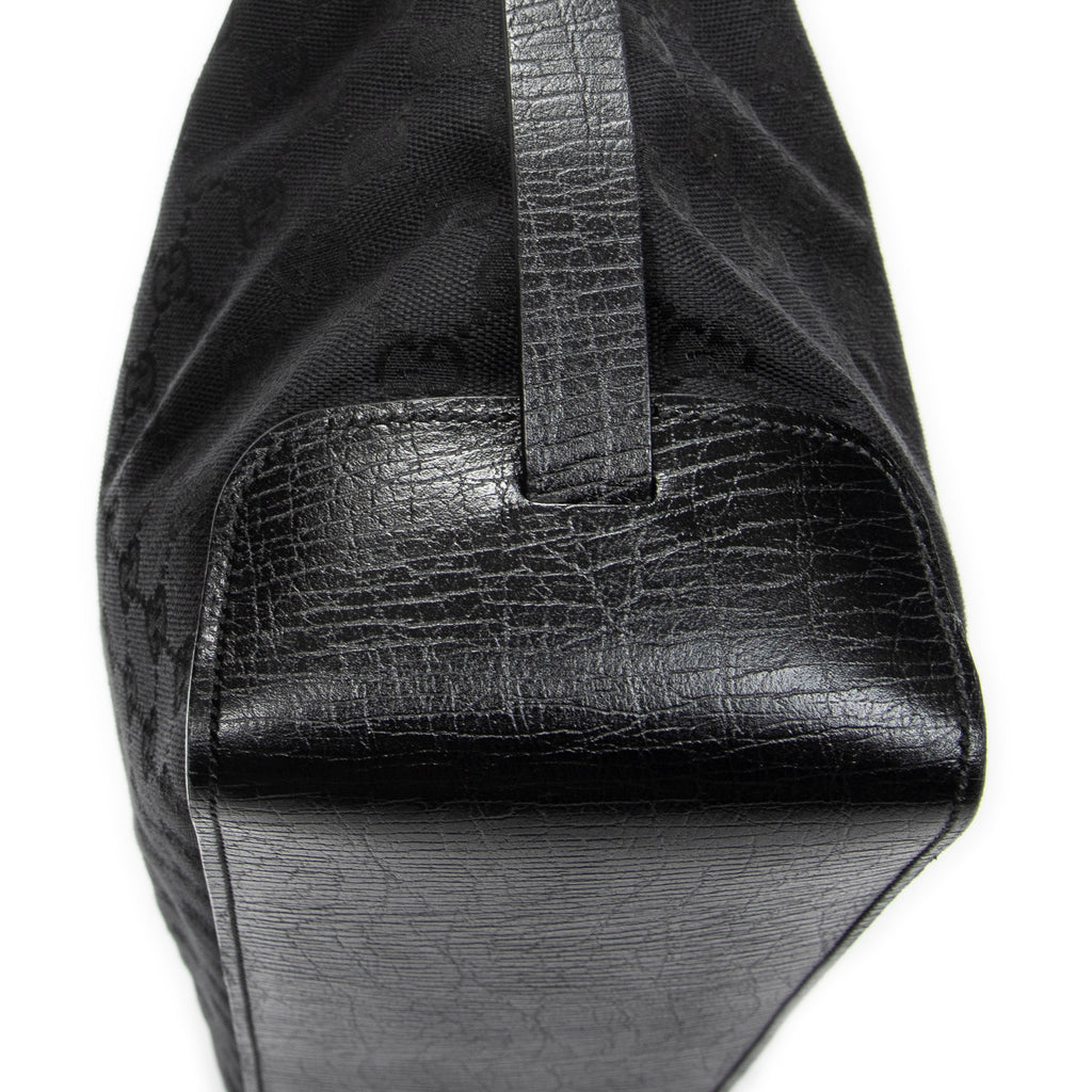 Shoulder Bag Horizontal Belt Tote Black Monogrammed Canvas