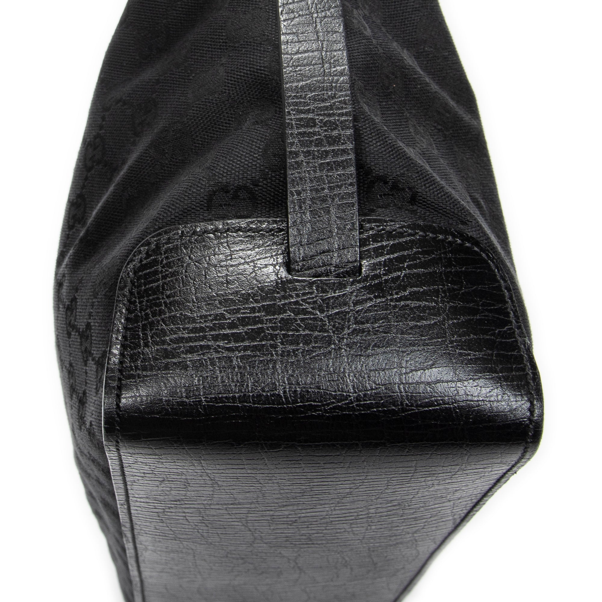 Shoulder Bag Horizontal Belt Tote Black Monogrammed Canvas