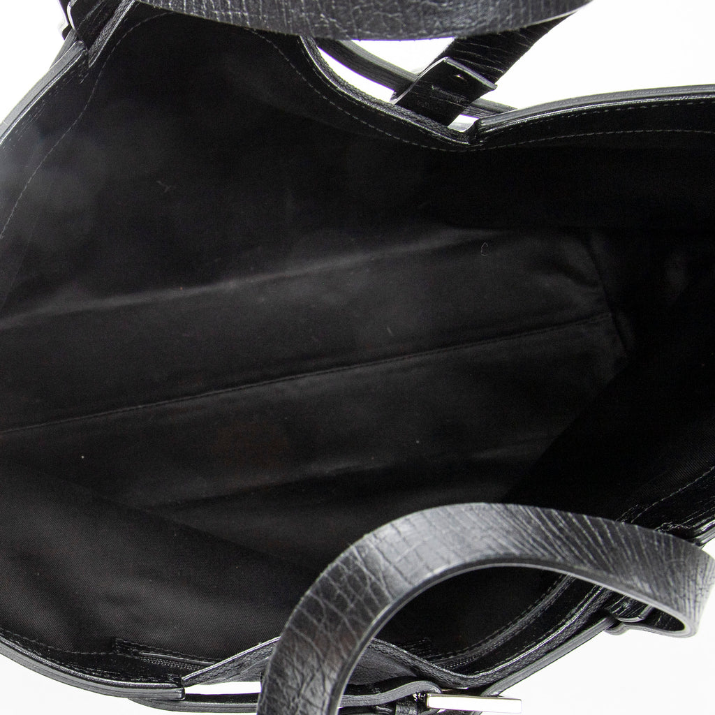 Shoulder Bag Horizontal Belt Tote Black Monogrammed Canvas