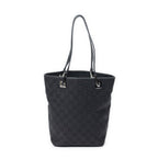 Shoulder Bag Bucket Tote Black Monogrammed Canvas