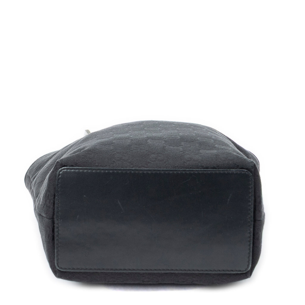 Shoulder Bag Bucket Tote Black Monogrammed Canvas