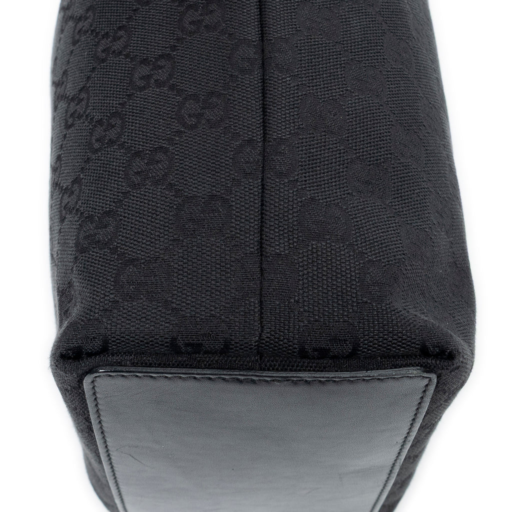 Sac bandoulière seau cabas en toile monogrammée noire