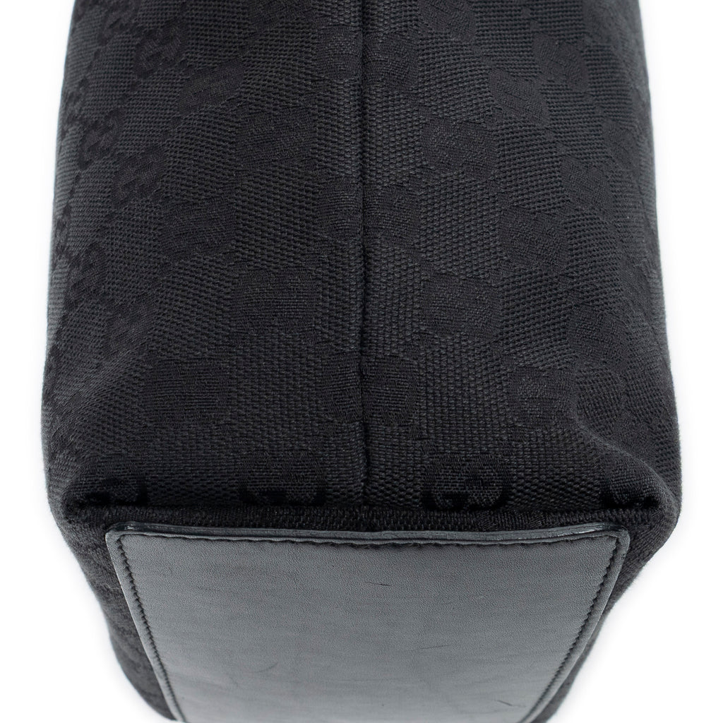 Shoulder Bag Bucket Tote Black Monogrammed Canvas
