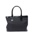 Shoulder Bag Zip Shopping Tote Black Monogrammed Canvas