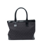 Shoulder Bag Zip Shopping Tote Black Monogrammed Canvas