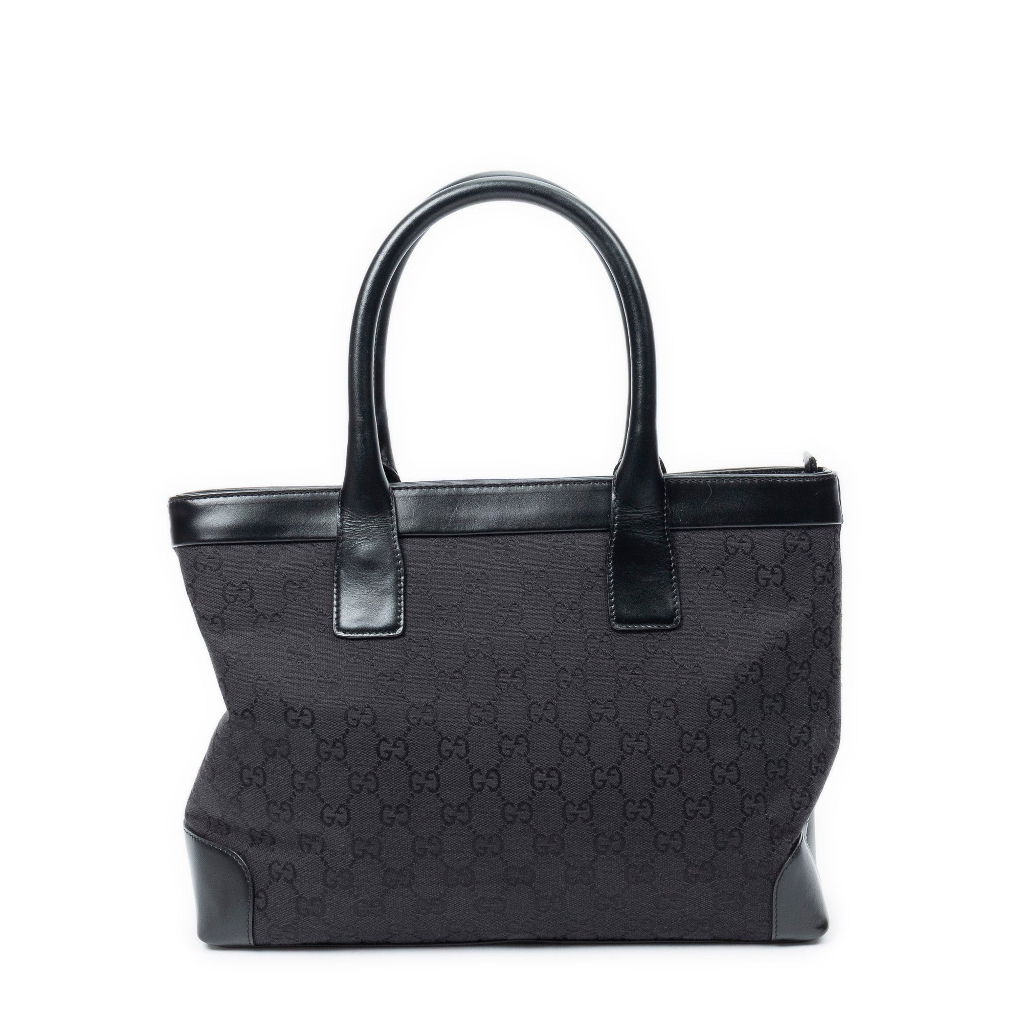 Sac bandoulière cabas zippé en toile monogrammée noire
