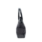 Shoulder Bag Zip Shopping Tote Black Monogrammed Canvas