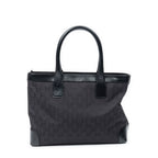 Shoulder Bag Zip Shopping Tote Black Monogrammed Canvas