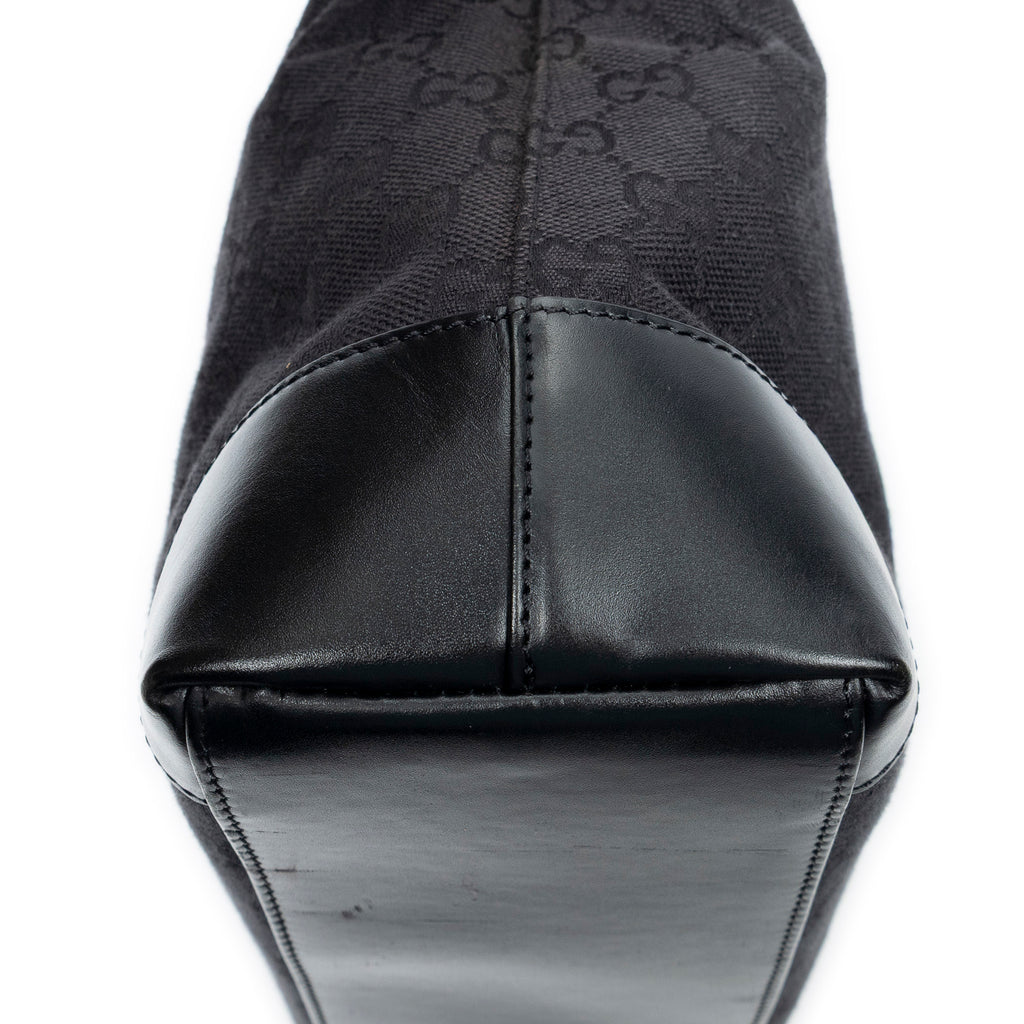 Shoulder Bag Zip Shopping Tote Black Monogrammed Canvas