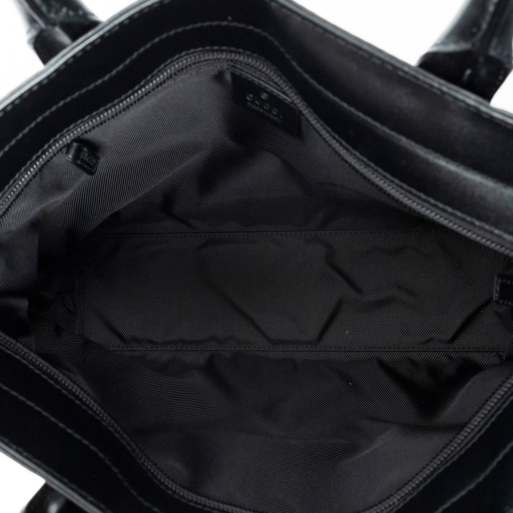 Shoulder Bag Zip Shopping Tote Black Monogrammed Canvas