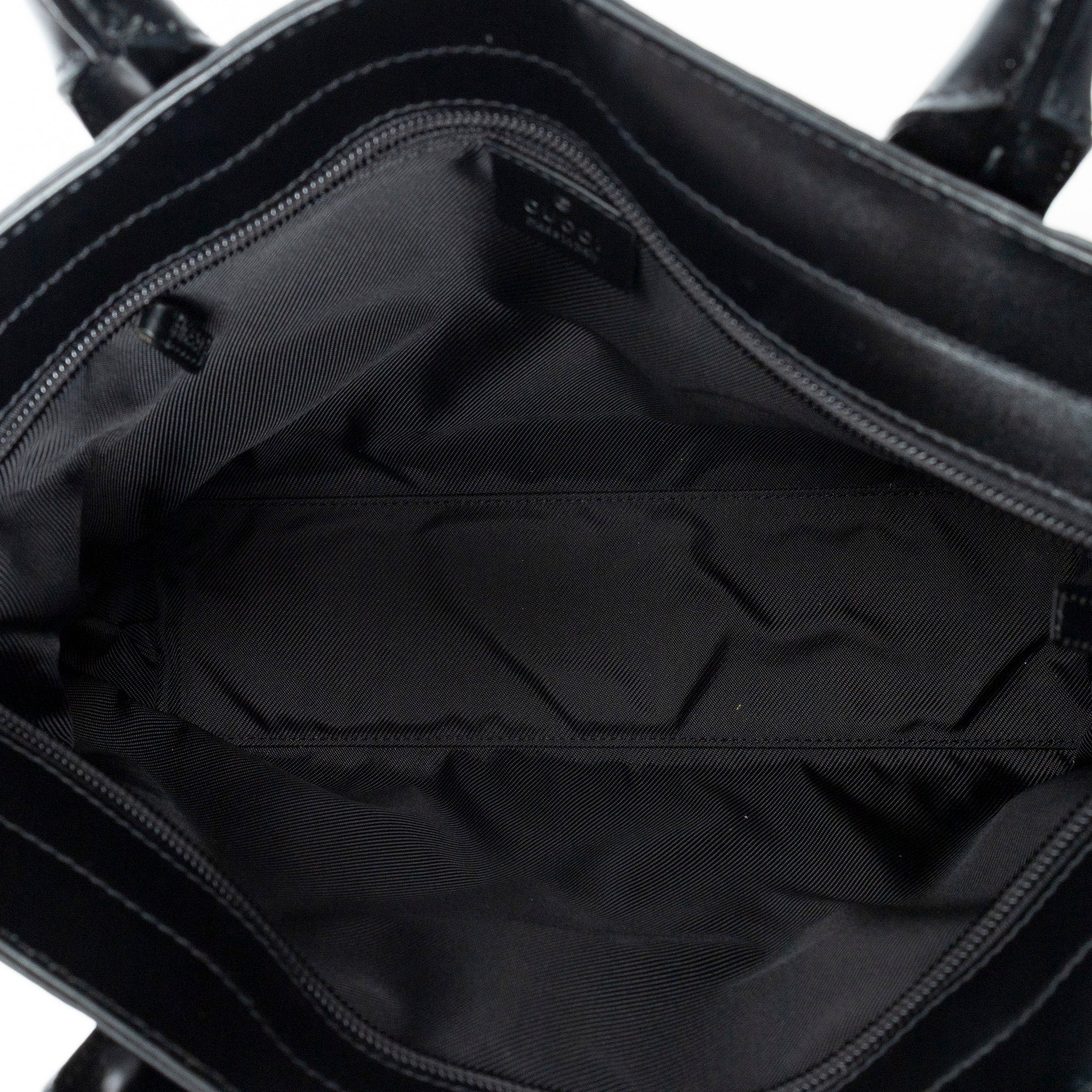 Shoulder Bag Zip Shopping Tote Black Monogrammed Canvas