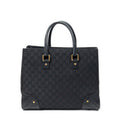 Shoulder Bag Nailhead Tote Black Monogrammed Canvas