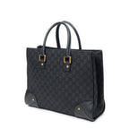 Shoulder Bag Nailhead Tote Black Monogrammed Canvas