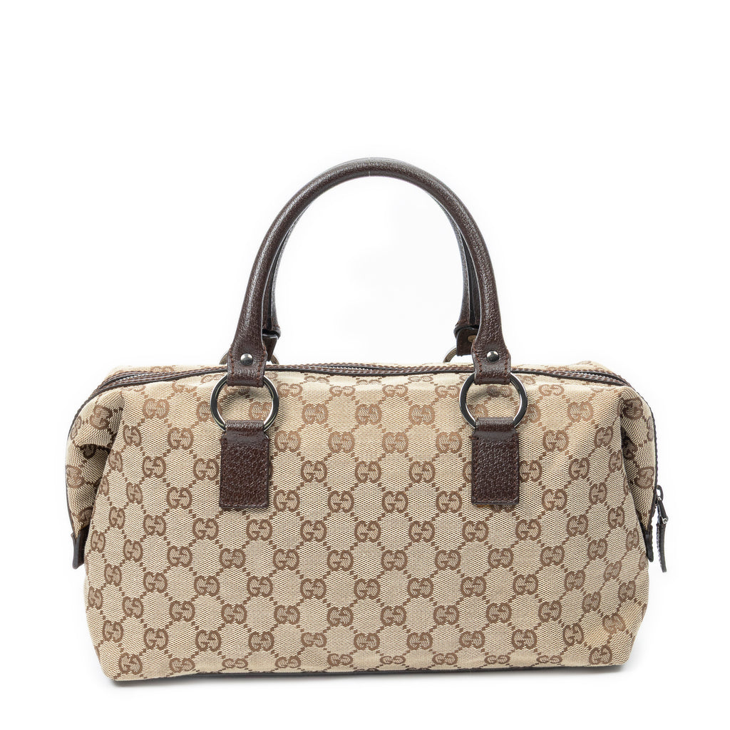 Handbag Small Boston Beige Monogrammed Canvas