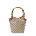 Shoulder Bag Small Bamboo Tote Beige Monogrammed Canvas