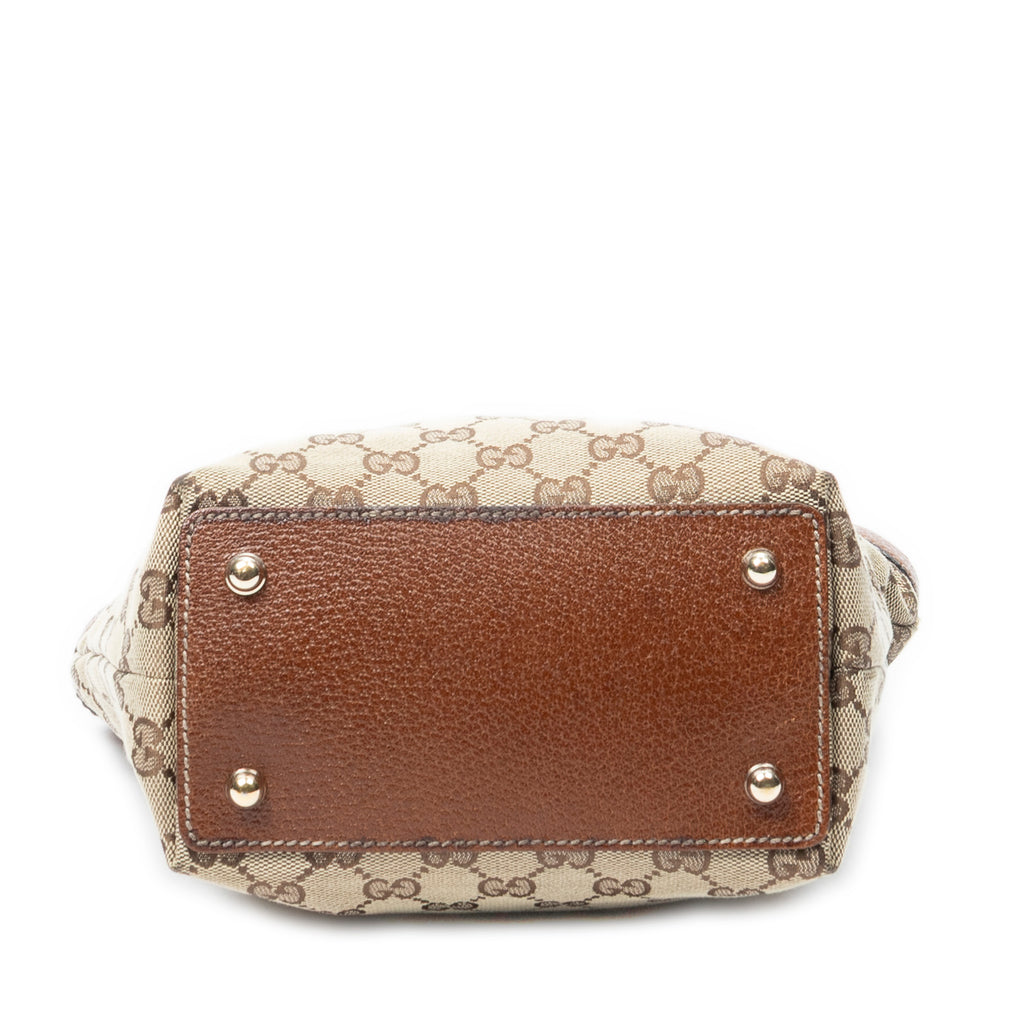 Shoulder Bag Small Bamboo Tote Beige Monogrammed Canvas
