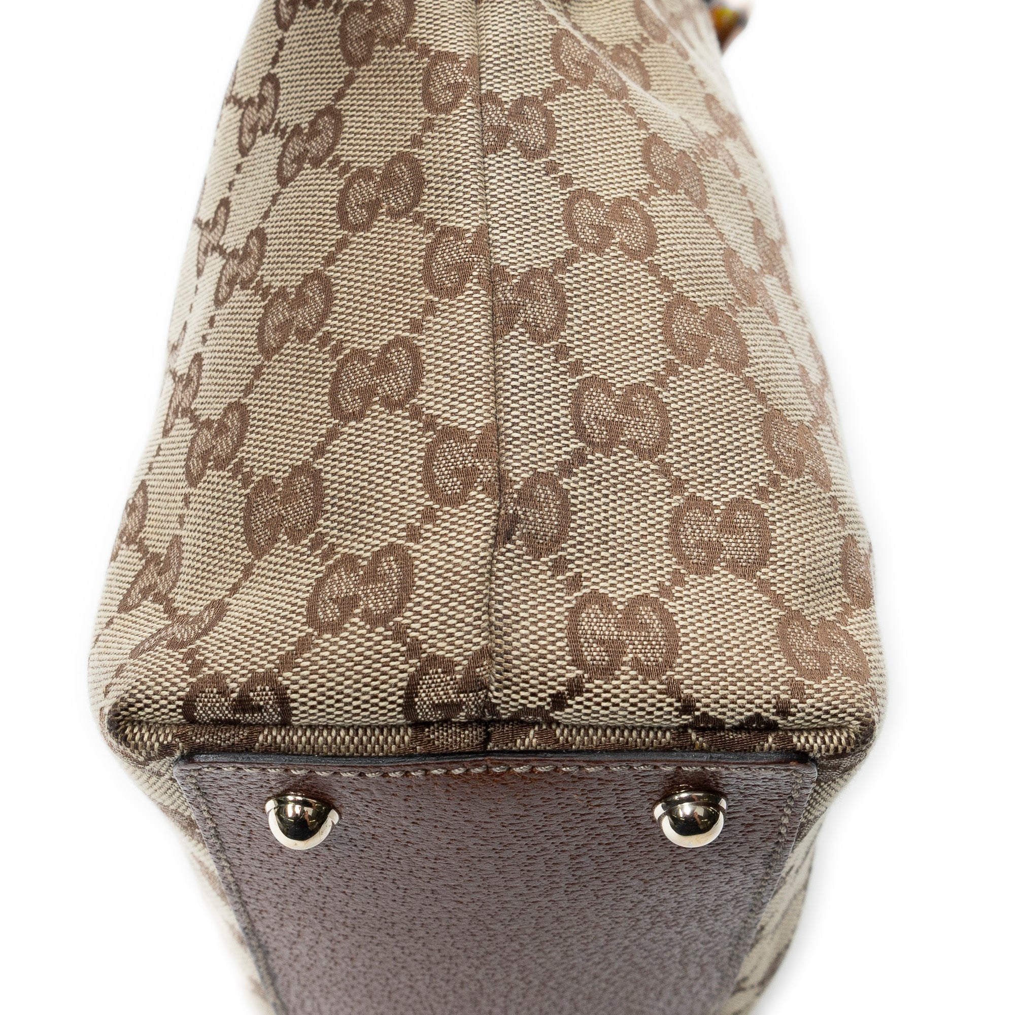 Shoulder Bag Small Bamboo Tote Beige Monogrammed Canvas