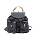 Backpack Large Bamboo Backpack Black Smooth Calfskin Leather