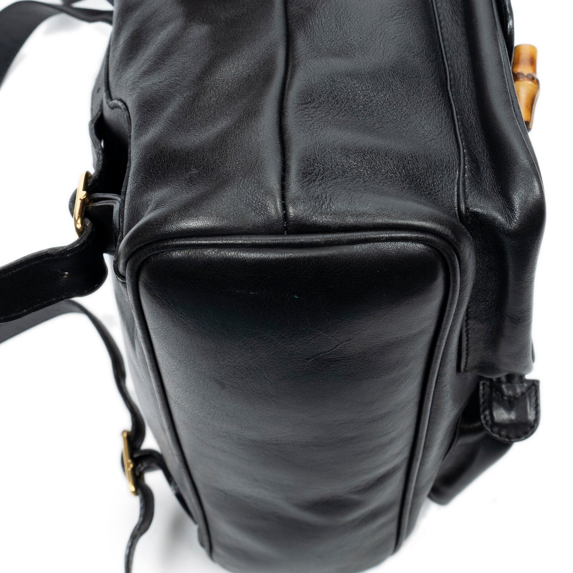 Backpack Large Bamboo Backpack Black Smooth Calfskin Leather