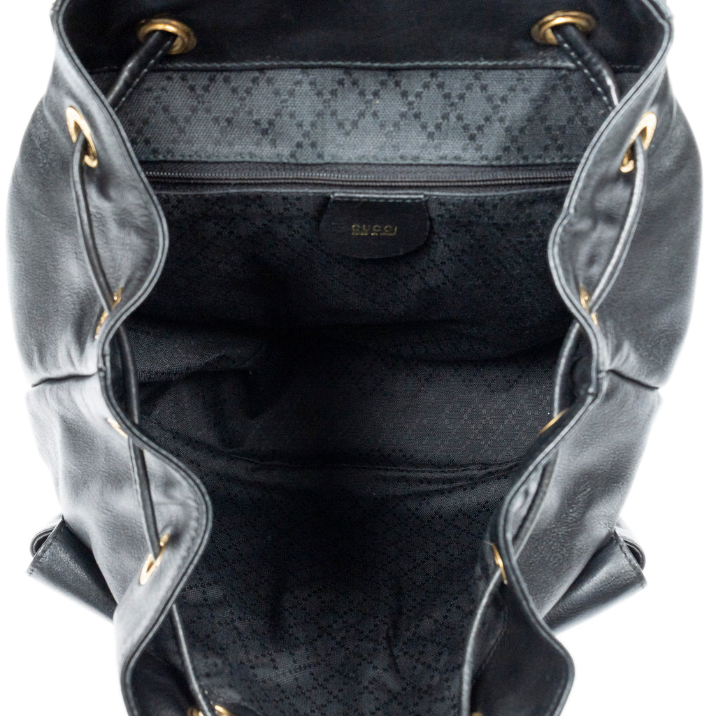 Backpack Large Bamboo Backpack Black Smooth Calfskin Leather