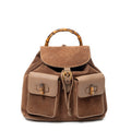 Backpack Large Bamboo Backpack Brown Suede Leather