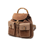 Backpack Large Bamboo Backpack Brown Suede Leather