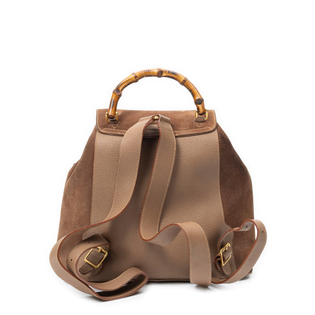 Backpack Large Bamboo Backpack Brown Suede Leather