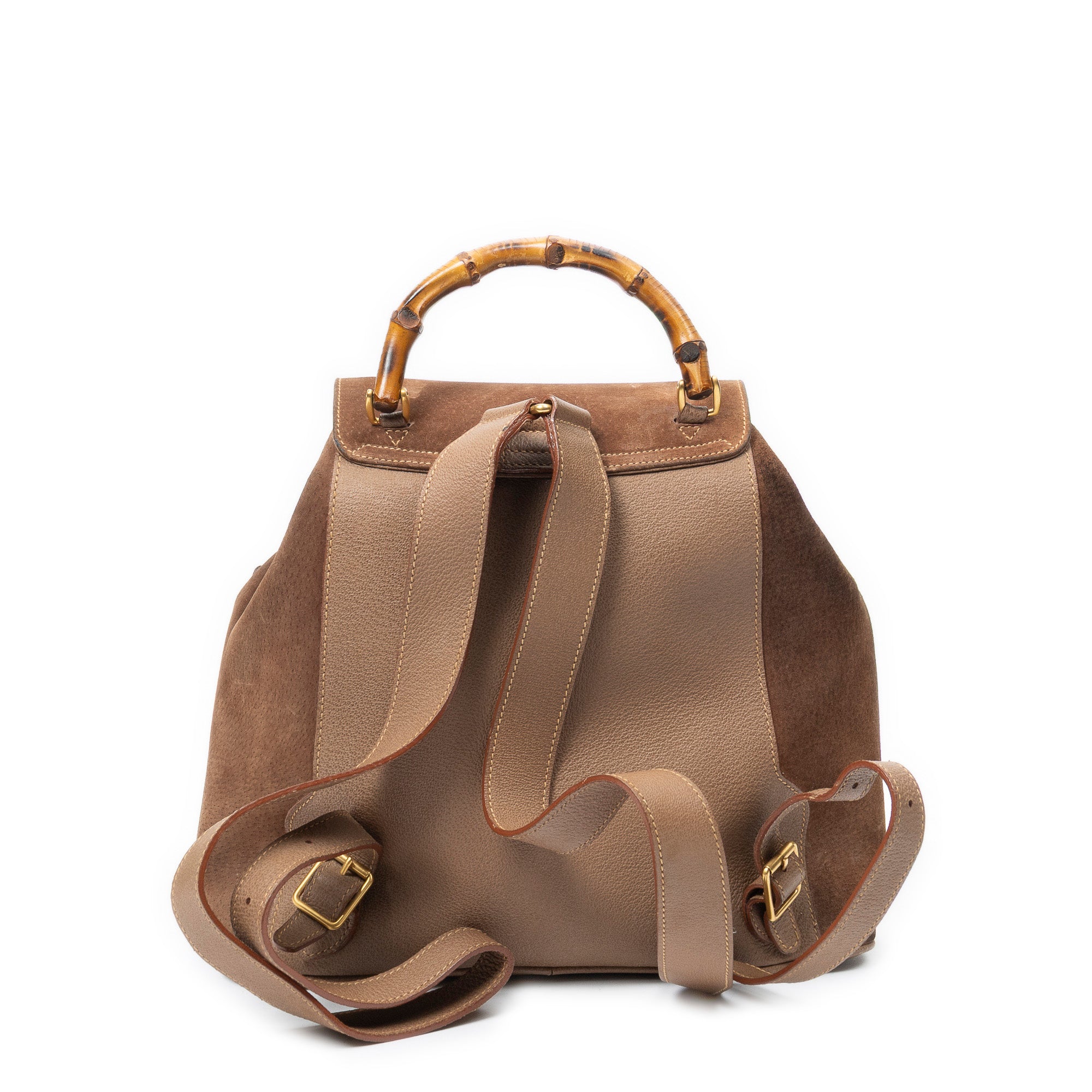 Backpack Large Bamboo Backpack Brown Suede Leather
