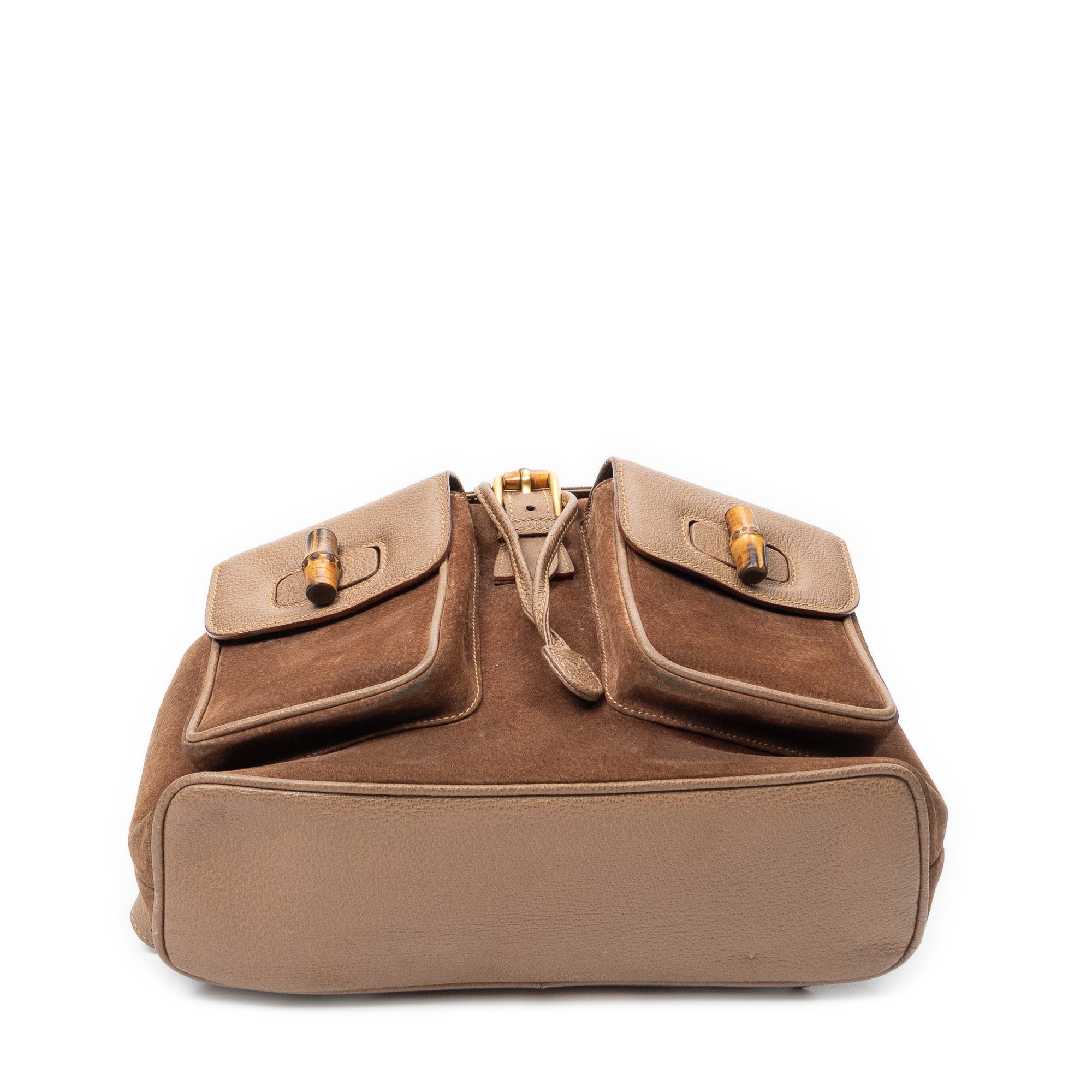 Backpack Large Bamboo Backpack Brown Suede Leather