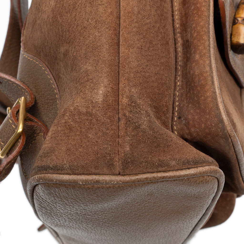 Backpack Large Bamboo Backpack Brown Suede Leather