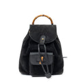 Backpack Mini Bamboo Backpack Black Suede Leather