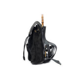 Backpack Mini Bamboo Backpack Black Suede Leather