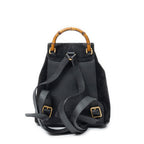 Backpack Mini Bamboo Backpack Black Suede Leather
