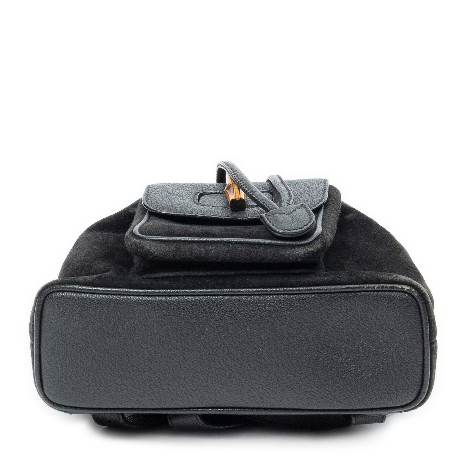 Backpack Mini Bamboo Backpack Black Suede Leather