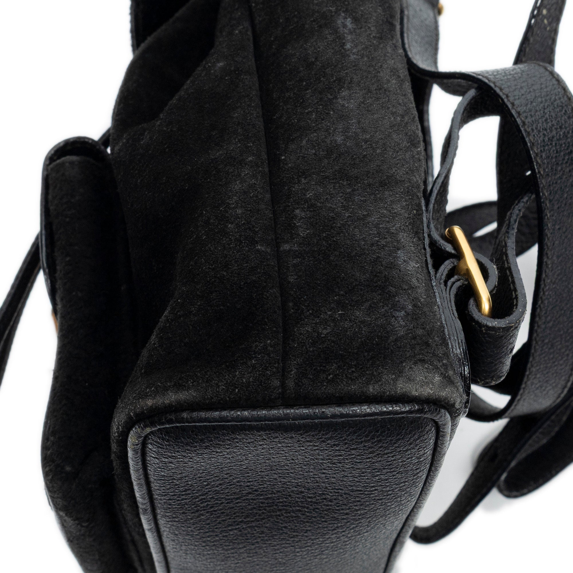 Backpack Mini Bamboo Backpack Black Suede Leather