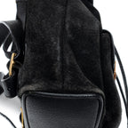 Backpack Mini Bamboo Backpack Black Suede Leather