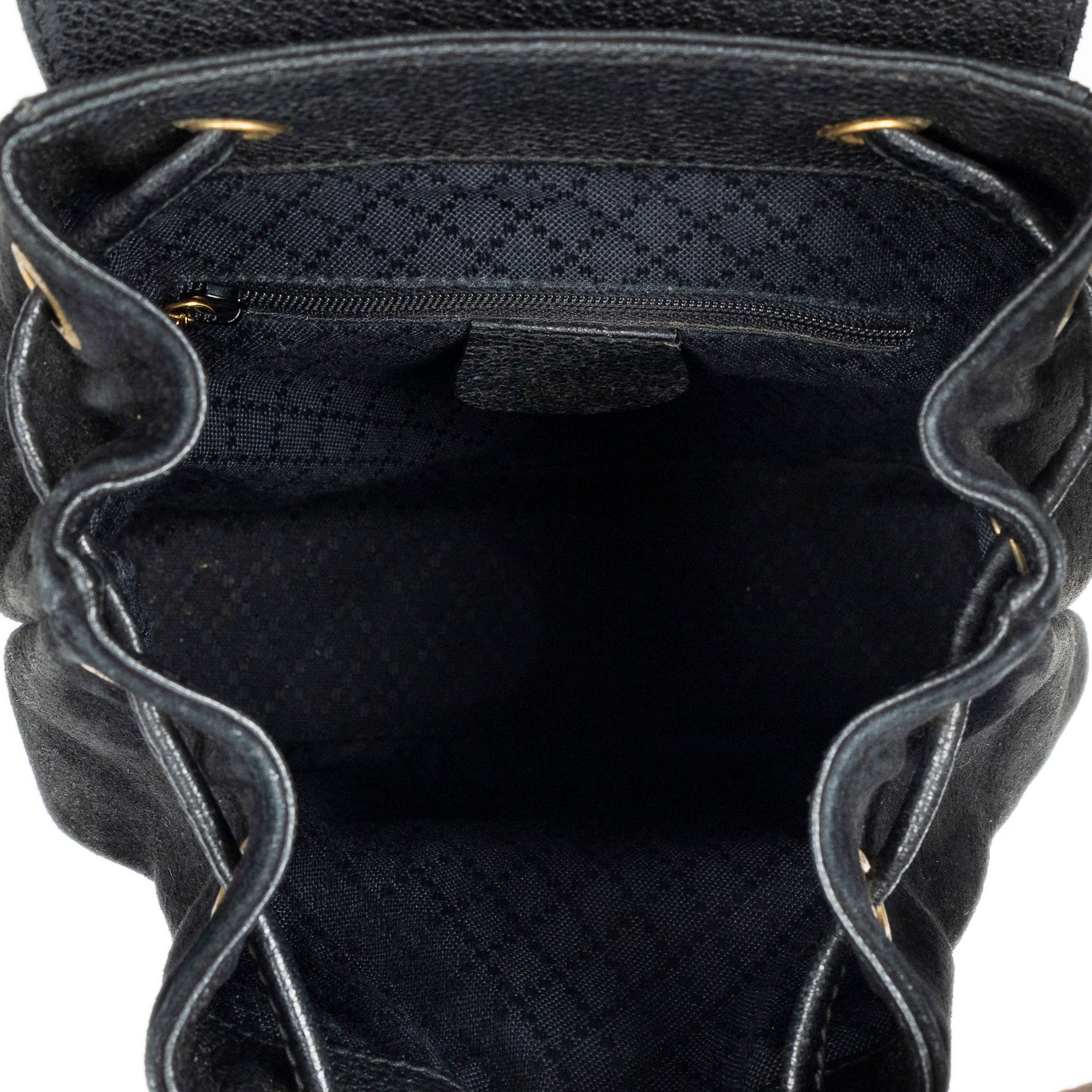 Backpack Mini Bamboo Backpack Black Suede Leather