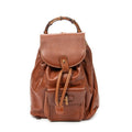 Bolso de hombro mini mochila de bambú en piel de becerro lisa marrón