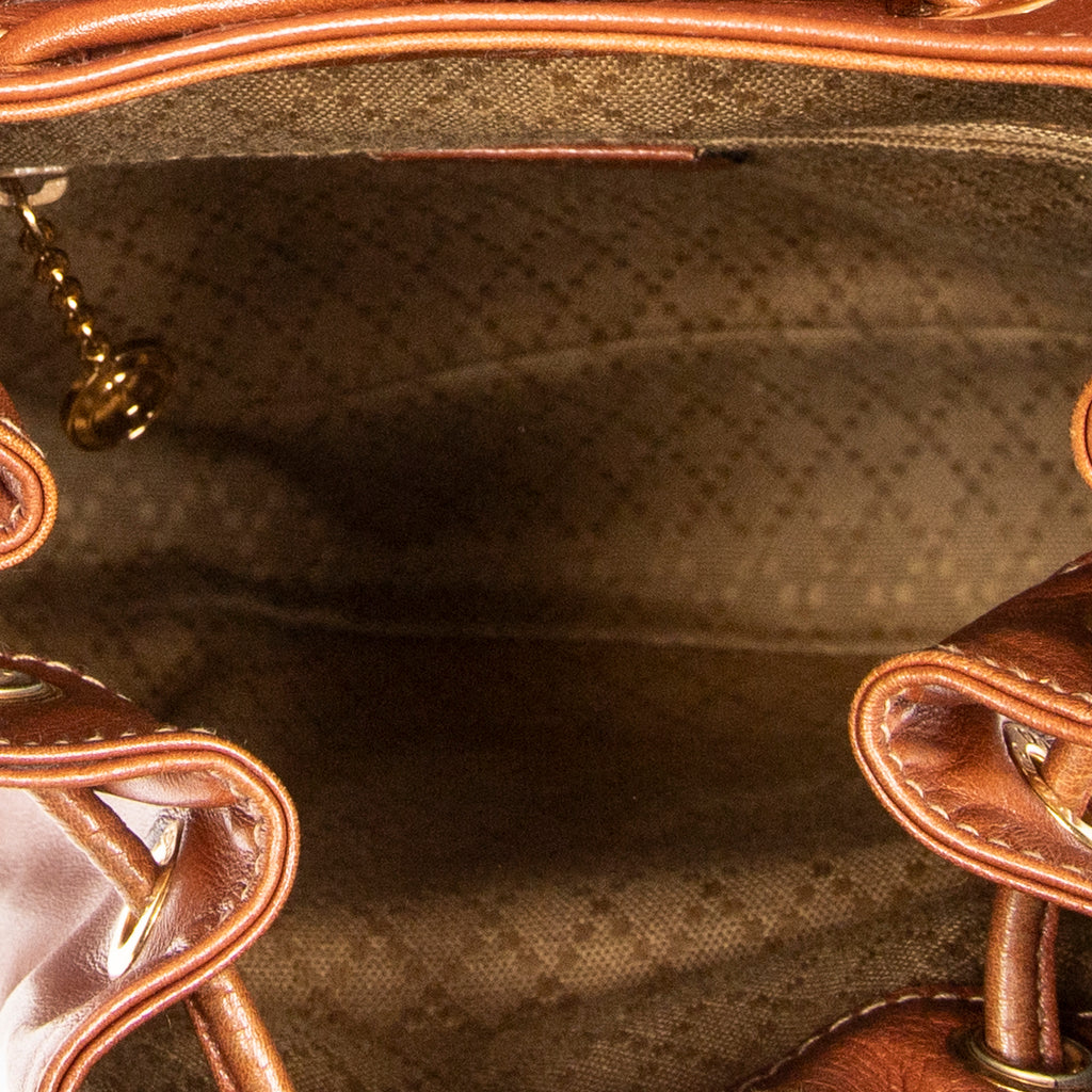 Shoulder Bag Mini Bamboo Backpack Brown Smooth Calfskin Leather