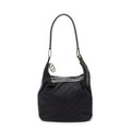 Bolso de hombro Hobo con cremallera Lona negra monogramada