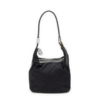 Bolso de hombro Hobo con cremallera Lona negra monogramada