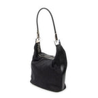 Bolso de hombro Hobo con cremallera Lona negra monogramada