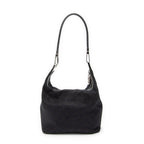 Bolso de hombro Hobo con cremallera Lona negra monogramada