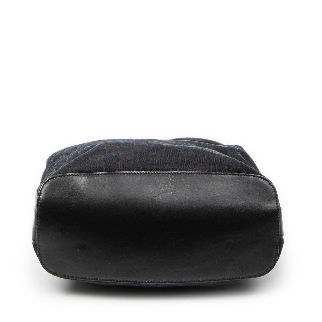 Shoulder Bag Zip Hobo Black Monogrammed Canvas