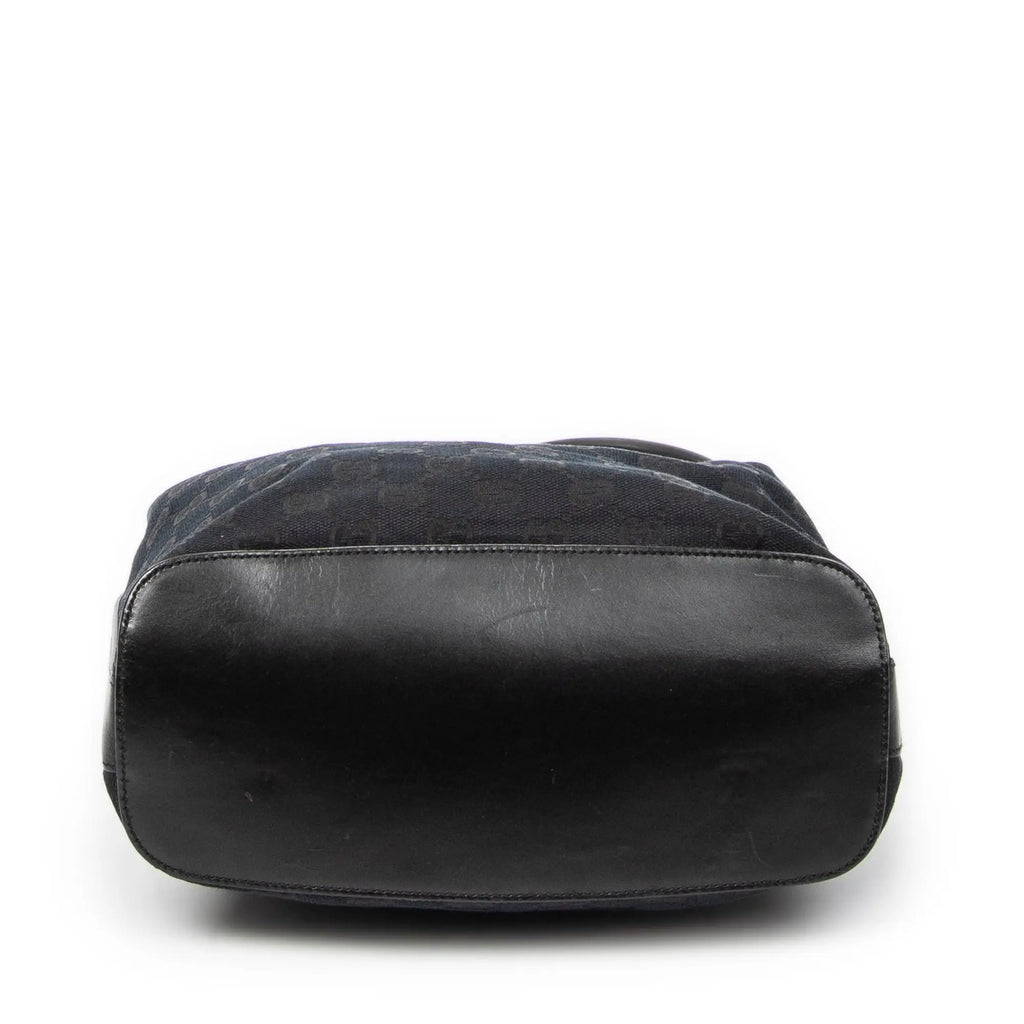 Bolso de hombro Hobo con cremallera Lona negra monogramada